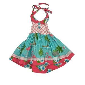 Eleanor Rose Flamingo Halter Dress Size 12M